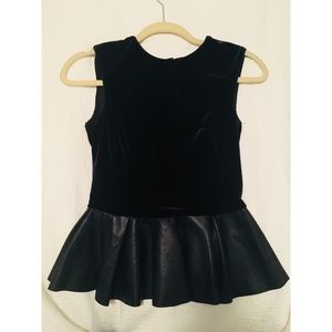 Zara Velvet and Faux Leather Peplum Top